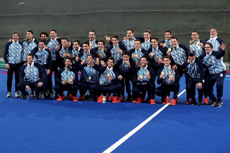 Players of Argentina after winning the Pan American games