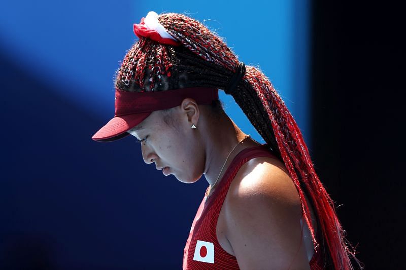 Naomi Osaka during her first-round match at Olympics 2021
