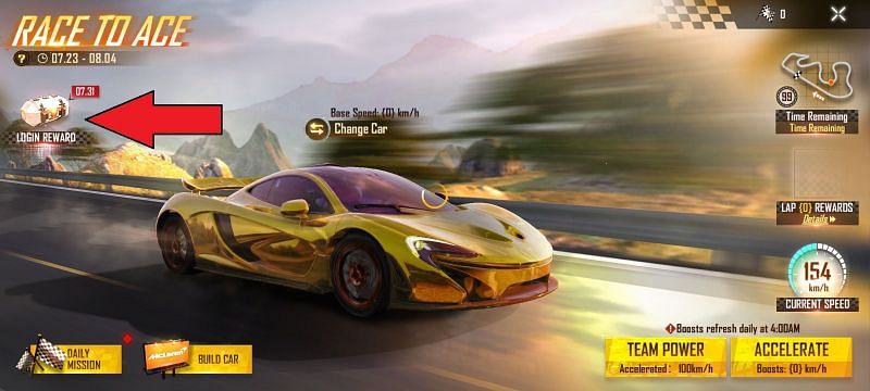 Click on &quot;Login Reward&quot; (Image via Free Fire)