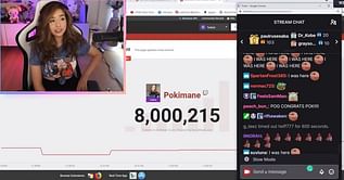 Pokimane reacts to hitting 8 million followers while on live stream