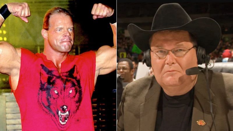 Lex Luger in WCW (left); Jim Ross in WWE (right)