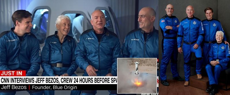 The crew of the mission : Mark Bezos, Jeff Bezos, Oliver Daemen and Wally Funk. (Image via: CNN and Blue Origin/Zuma Press)