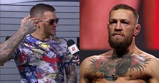 Dustin Poirier reveals that Conor McGregor was making gun signs and death threats at him despite breaking his leg at UFC 264