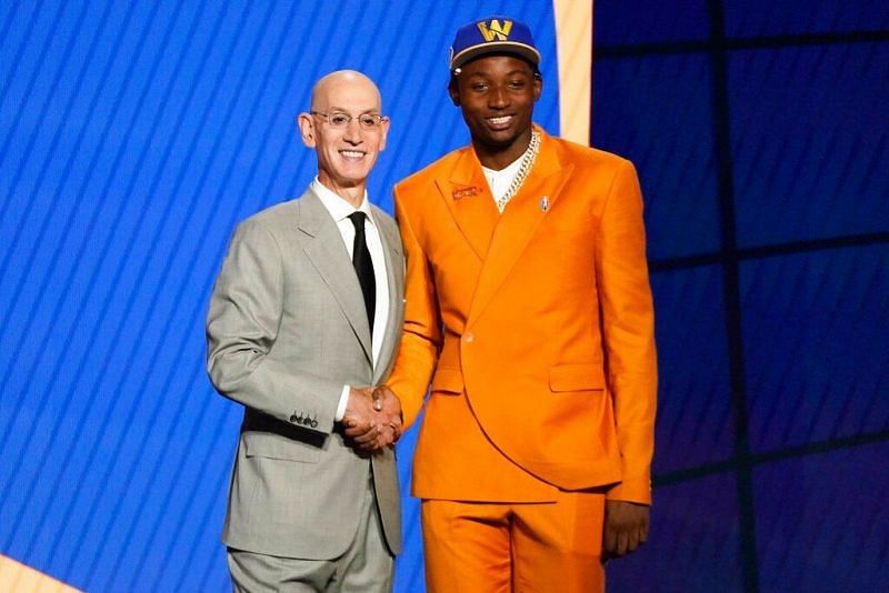 Jonathan Kuminga gets selected 7th overall by the Golden State Warriors