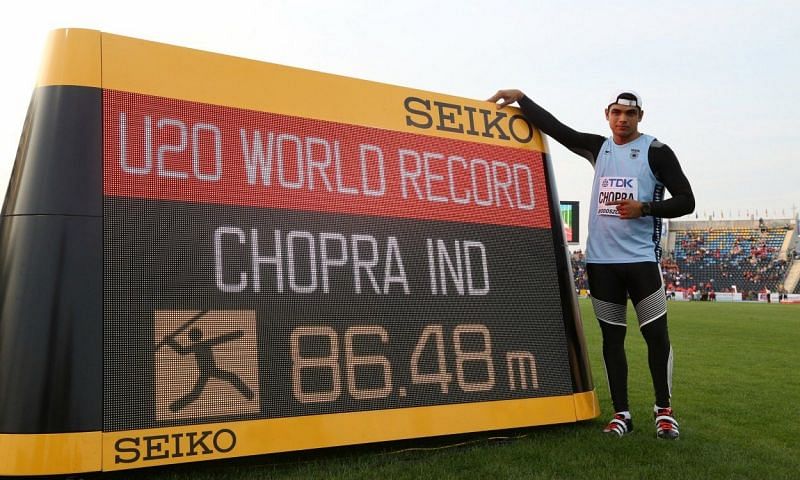 2016 में IAAF अंडर-20 विश्व चैंपियनशिप में नीरज चोपड़ा ने विश्व रिकॉर्ड बनाया।