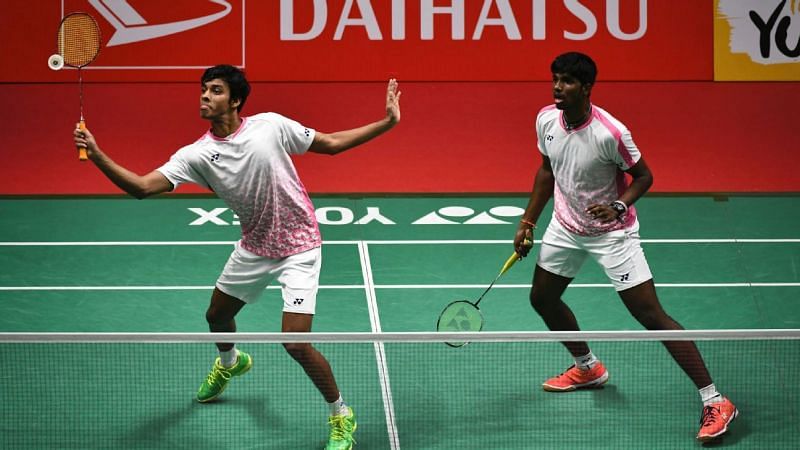 Chirag Shetty (left) and Satwiksairaj Rankireddy of the men&#039;s badminto