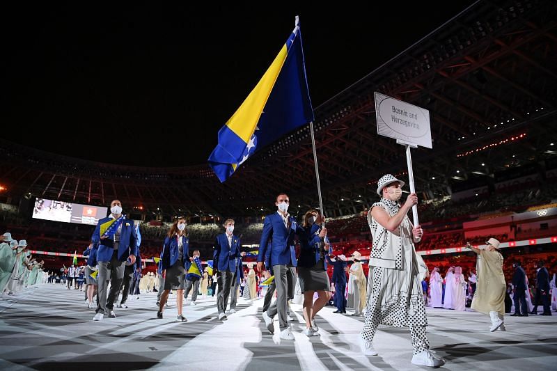 Amel Tuka and Team Bosnia & Herzegovina at the Opening Ceremony in Tokyo