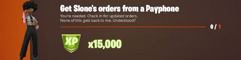 &quot;Get Slone&#039;s order from a Payphone&quot; week 5 Legendary challenge (Image via ShotgunDrTwitter)
