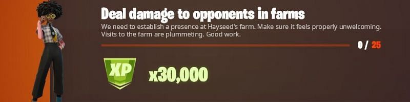 The &quot;Deal damage to opponents in farms&quot; Week 6 Legendary challenge (Image via ShotgunDr/Twitter)