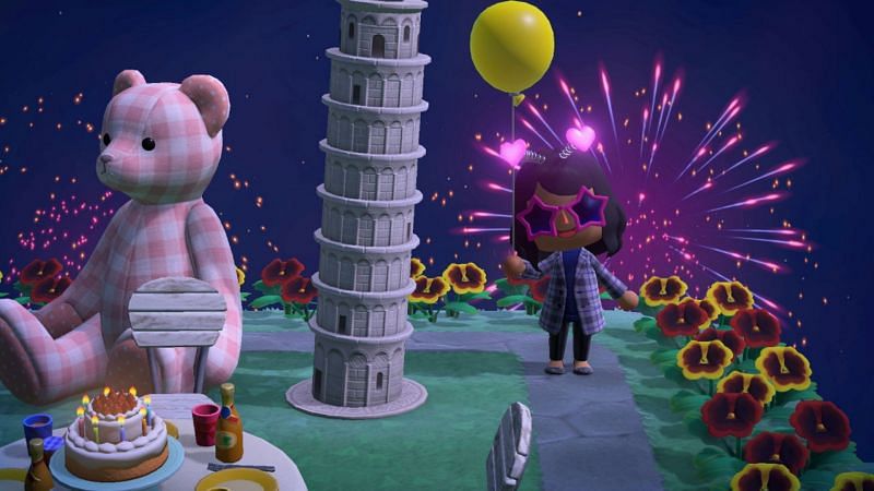 Player enjoying the Fireworks Show event in Animal Crossing: New Horizons (Image via IGN)