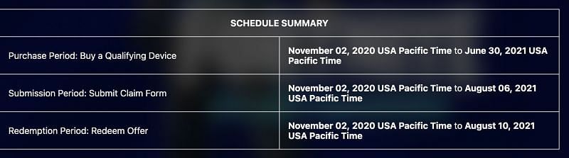 Schedule for the limited time collab(Image via Intel&#039;s official website)