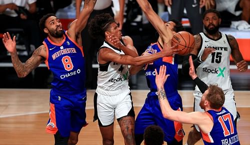 Jalen Green #4 of the G League Ignite in action.