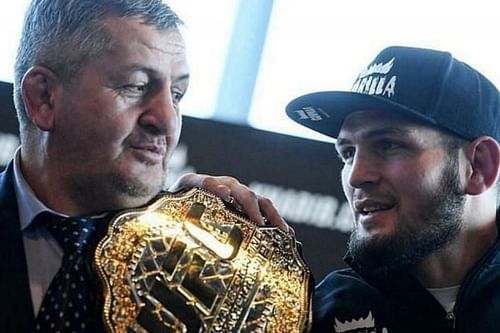 Khabib Nurmagomedov with his father Abdulmanap Nurmagomedov