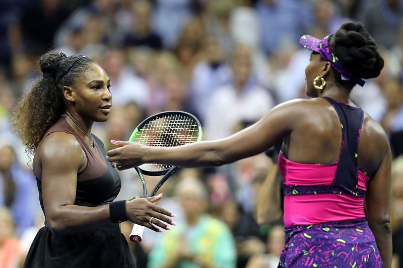 Serena Williams is congratulated by her sister and opponent Venus Williams following their ladies&#039; singles third round match on Day 5 of the 2018 US Open in New York City