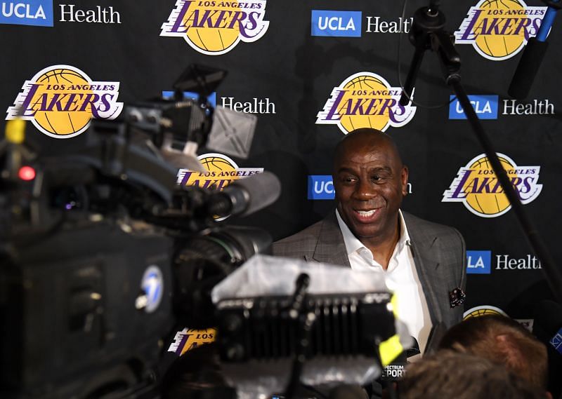 Magic Johnson at the LA Lakers&#039; media availability
