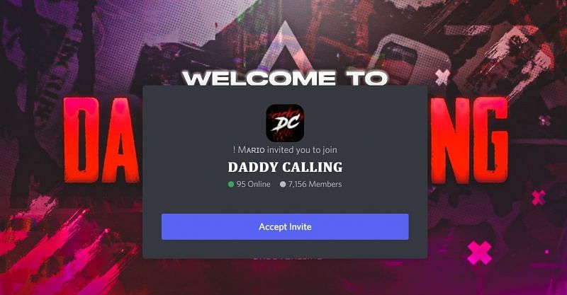 The server of Daddy Calling (Image via Discord)