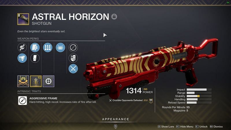 Destiny 2 &quot;God roll&quot; weapon (image source Destiny 2 the game)