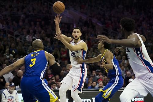 Ben Simmons in action against the Golden State Warriors