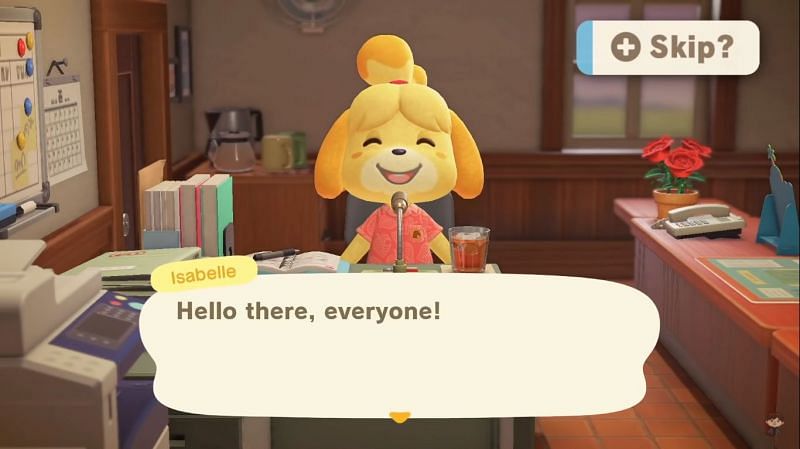 Players want an option to skip Isabelle&#039;s long announcements (Image via Crossing channel)