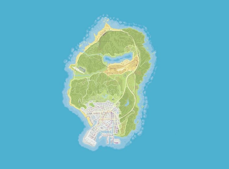 Notice how much of GTA 5&#039;s map is just the countryside (Image via GTAWeb.eu)