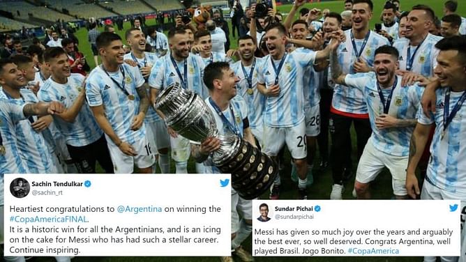 World pays tribute as Lionel Messi and Argentina win Copa America 2021 final against Brazil