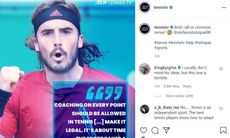 Nick Kyrgios&#039; comment on the topic of on-court coaching