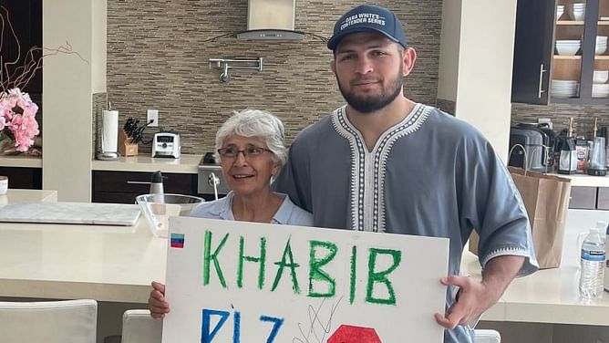 Watch: 66-year-old woman who waited in the heat to take a picture with Khabib Nurmagomedov meets her hero