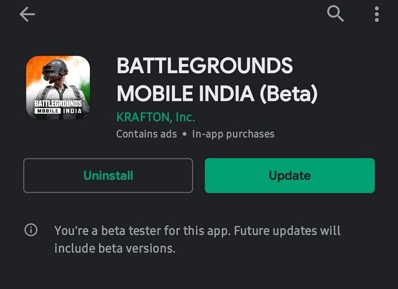 Players would have to click on the &quot;Update&quot; button to update BGMI from the beta to the final version