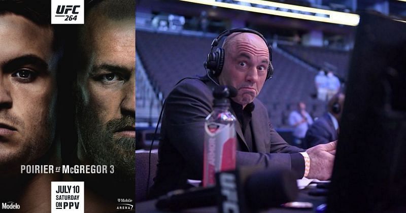 UFC 264 poster (left); Joe Rogan (right) [Image Courtesy: @ufc on Twitter]