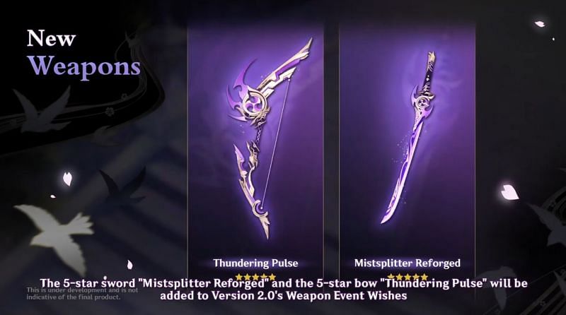 New 5-star weapons in Genshin Impact V2.0 (Image via Mihoyo)