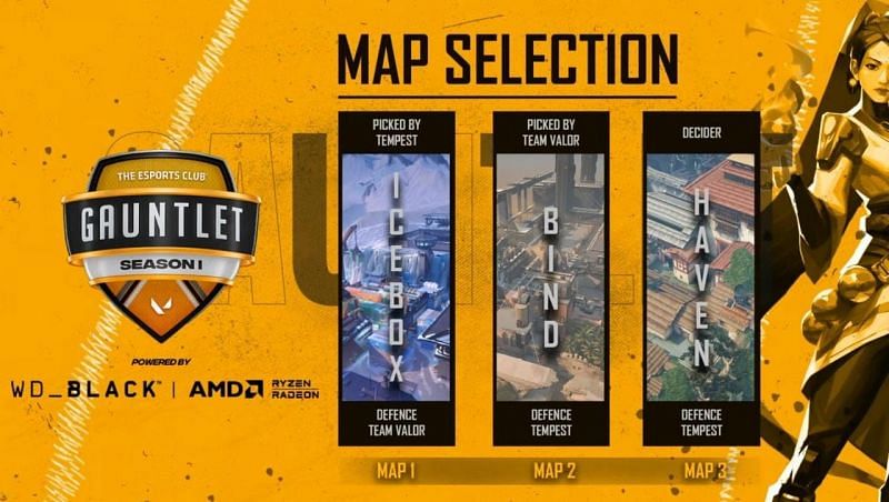 Team Valor vsTempest Selected Maps (Image via YouTube/The Esports Club)