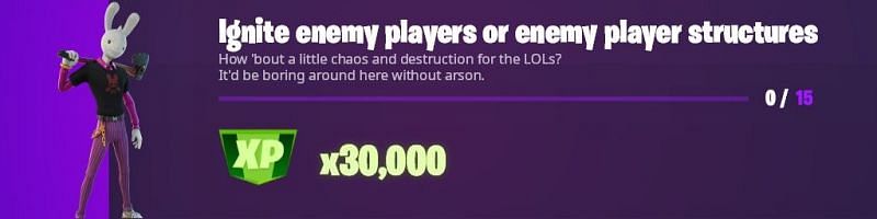 &quot;Ignite enemy players or enemy player structures&quot; Fortnite challenge (Image via HYPEX/Twitter)