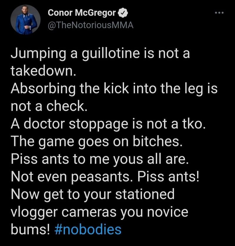 McGregor lists a series of justifications for his naysayers