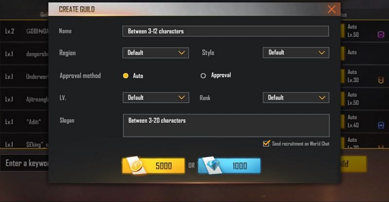 Enter all the details and choose either the button with gold or diamon (Image via Free Fire)