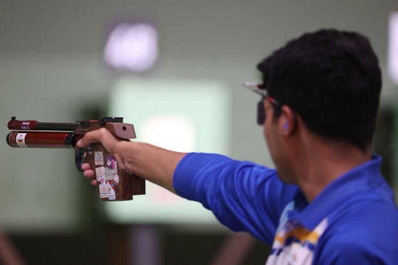 Saurabh Chaudhary in action at the Tokyo Olympics