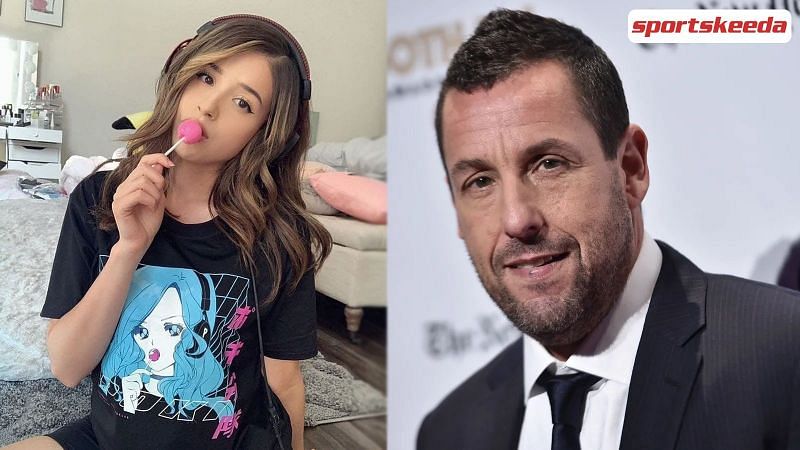 Pokimane and Adam Sandler (Image via Sportskeeda)