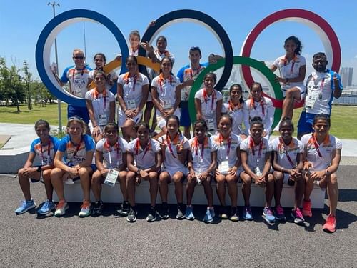 The Indian hockey women's team in Tokyo. (PC: Hockey India)