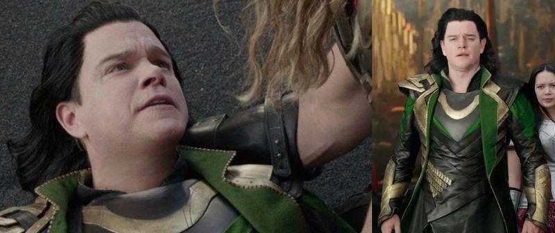 Matt Damon portraying Loki in a drama (in Thor: Ragnarok). (Image via: Marvel Studios)