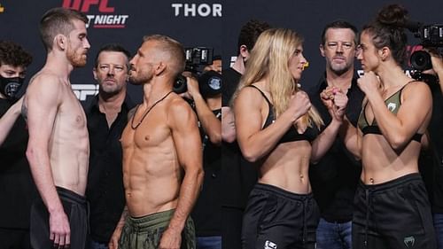 UFC Vegas 32: Cory Sandhagen vs. TJ Dillashaw (left); Miranda Maverick vs. Maycee Barber (right)