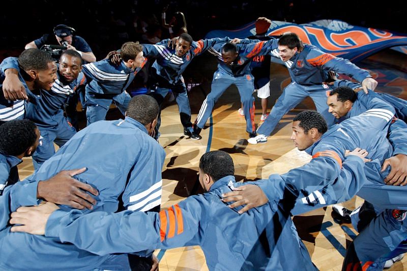 2012 Charlotte Bobcats warm up before the game