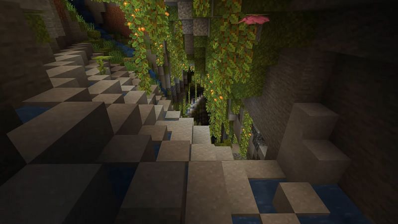 The lush caves that come with the newest update (Image via Slicedlime)