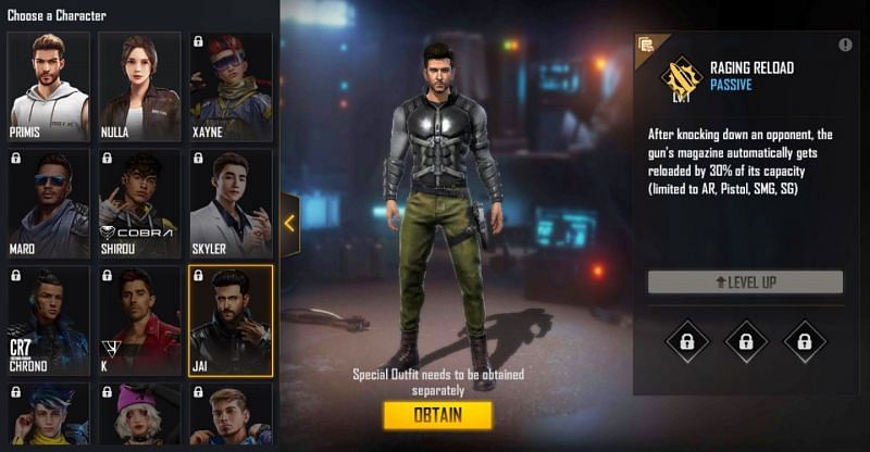 Jai character in the game (Image via Free Fire)