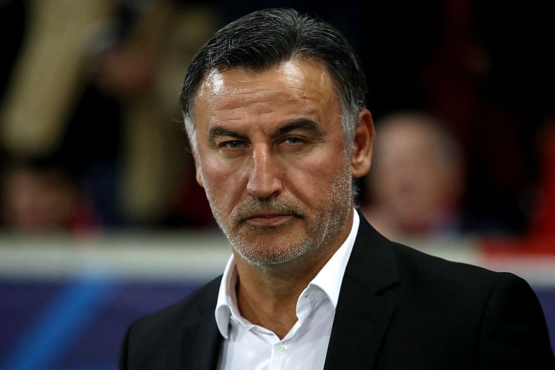 Christophe Galtier looks on during a UCL clash against Chelsea