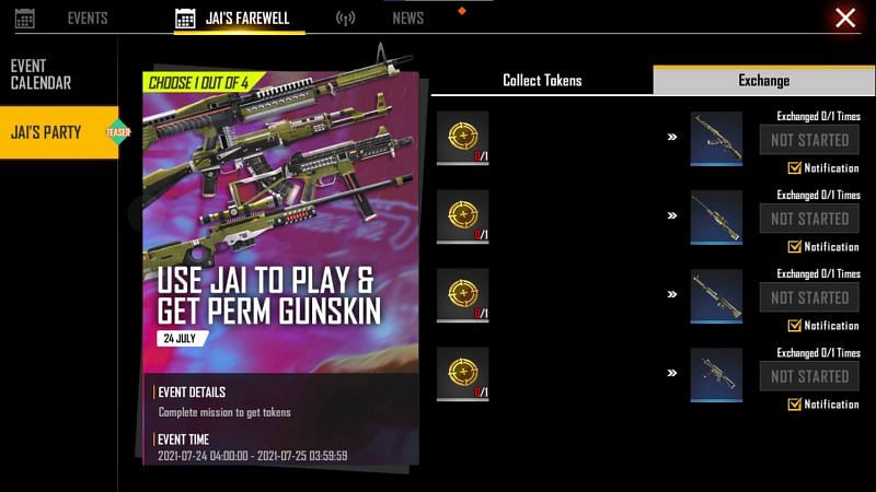 There are multiple Justice Fighter themed gun skins up for grabs (Image via Free Fire)