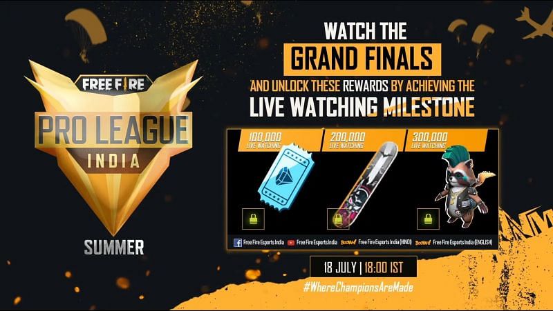 Free Fire Pro League 2021 Summer Grand Finals viewer rewards