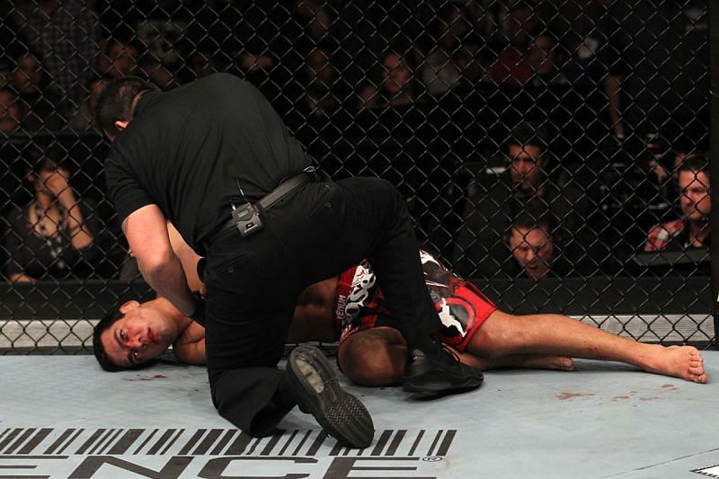 Lyoto Machida was left in an unconscious heap after suffering a nasty guillotine choke at the hands of Jon Jones