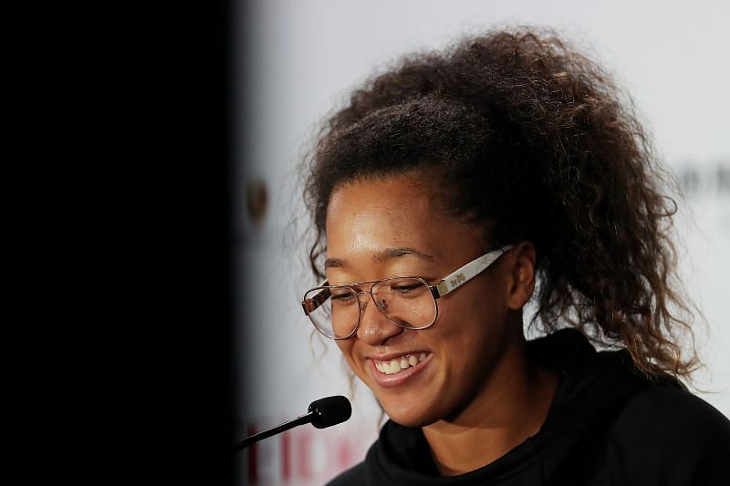 Naomi Osaka taking questions from the media at the 2019 Shiseido WTA Finals