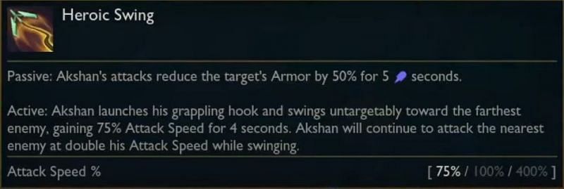 Akshan&#039;s Heroic Swing ability (Image via Riot Games)