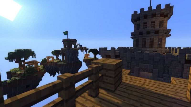 The &quot;Siege&quot; map, playable for the Skywars game type (Image via hypixel.fandom)