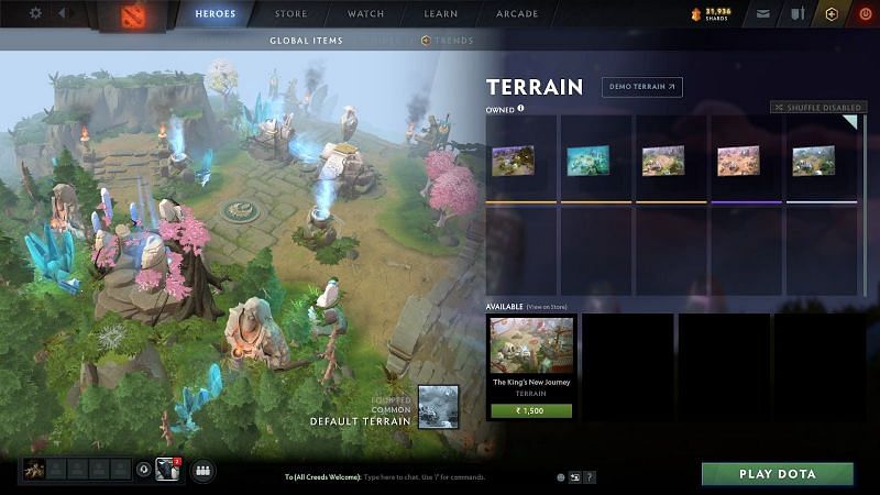 The Terrain section in Dota 2 (Image via Valve)